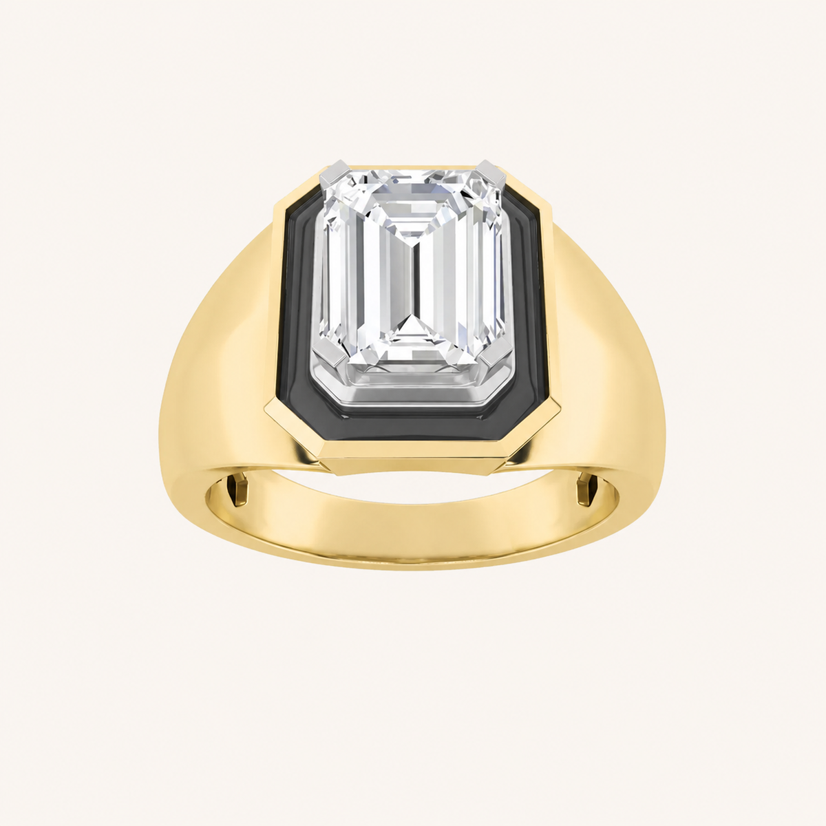 3CT Emerald Cut Lab Grown Diamond Men's Ring