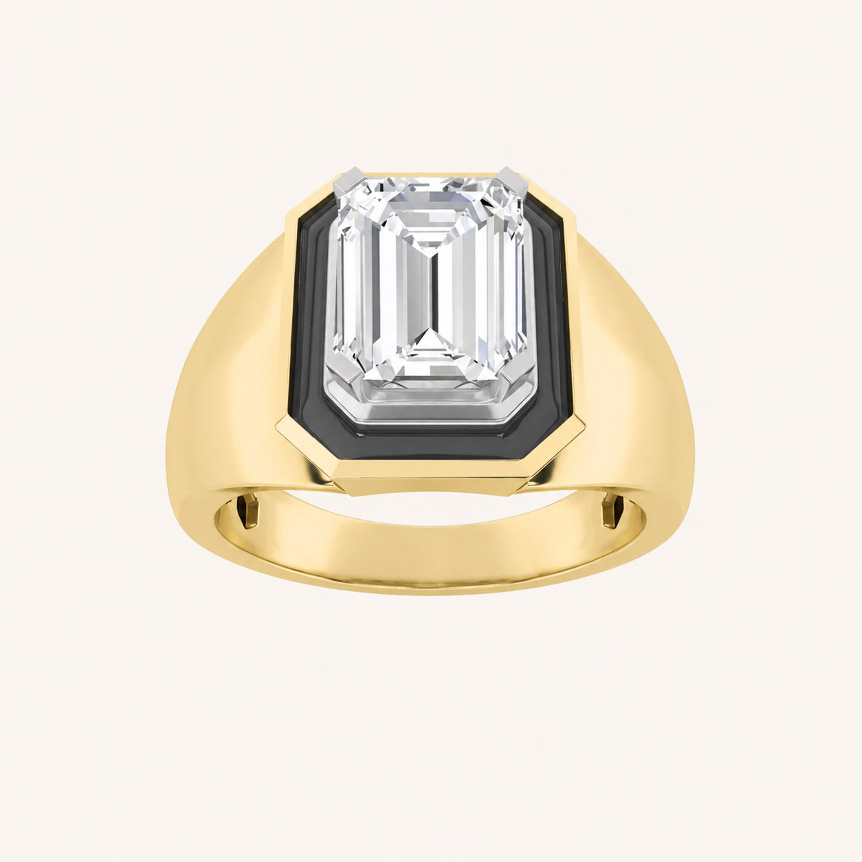 3CT Emerald Cut Lab Grown Diamond Men's Ring
