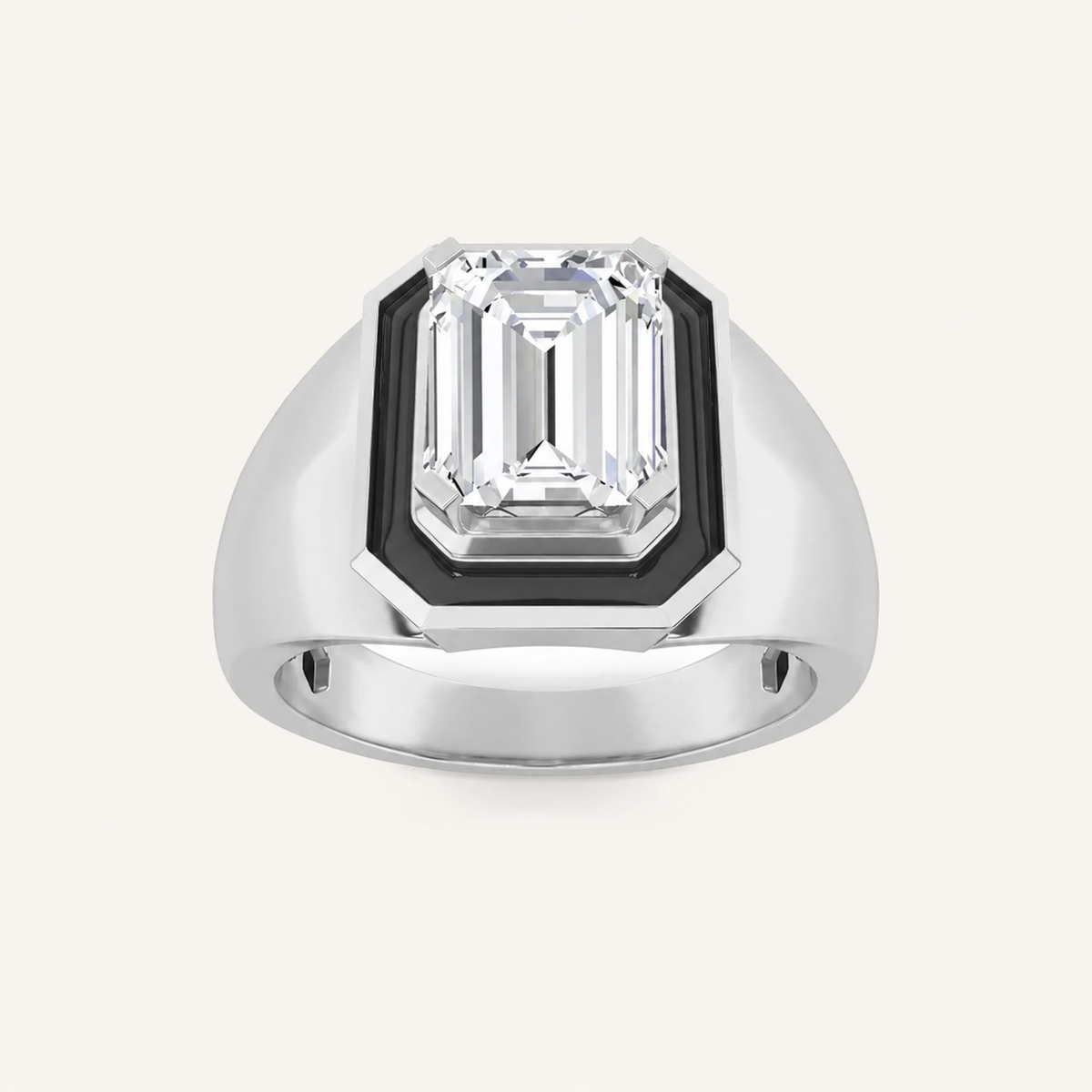 3CT Emerald Cut Lab Grown Diamond Men's Ring