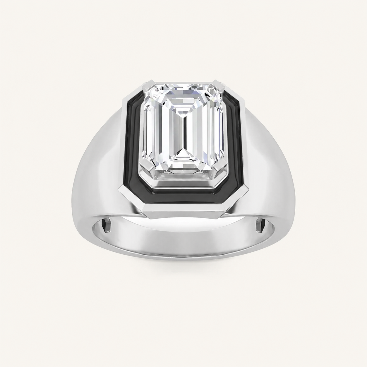 3CT Emerald Cut Lab Grown Diamond Men's Ring