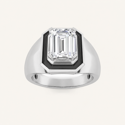 3CT Emerald Cut Lab Grown Diamond Men's Ring