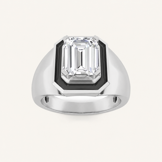 3CT Emerald Cut Lab Grown Diamond Men's Ring
