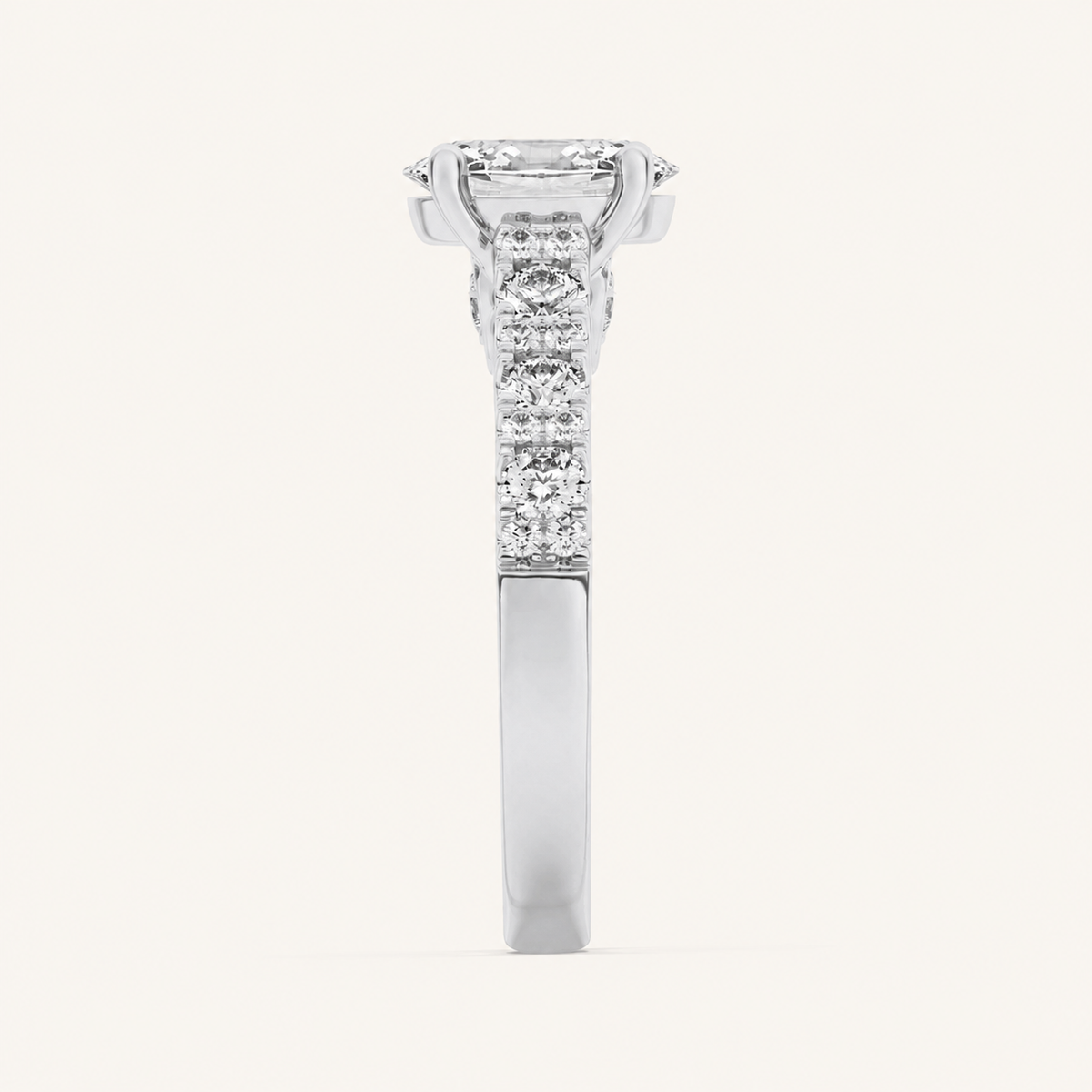 2CT Oval Cut Lab Grown Diamond Accented Milgrain Engagement Ring