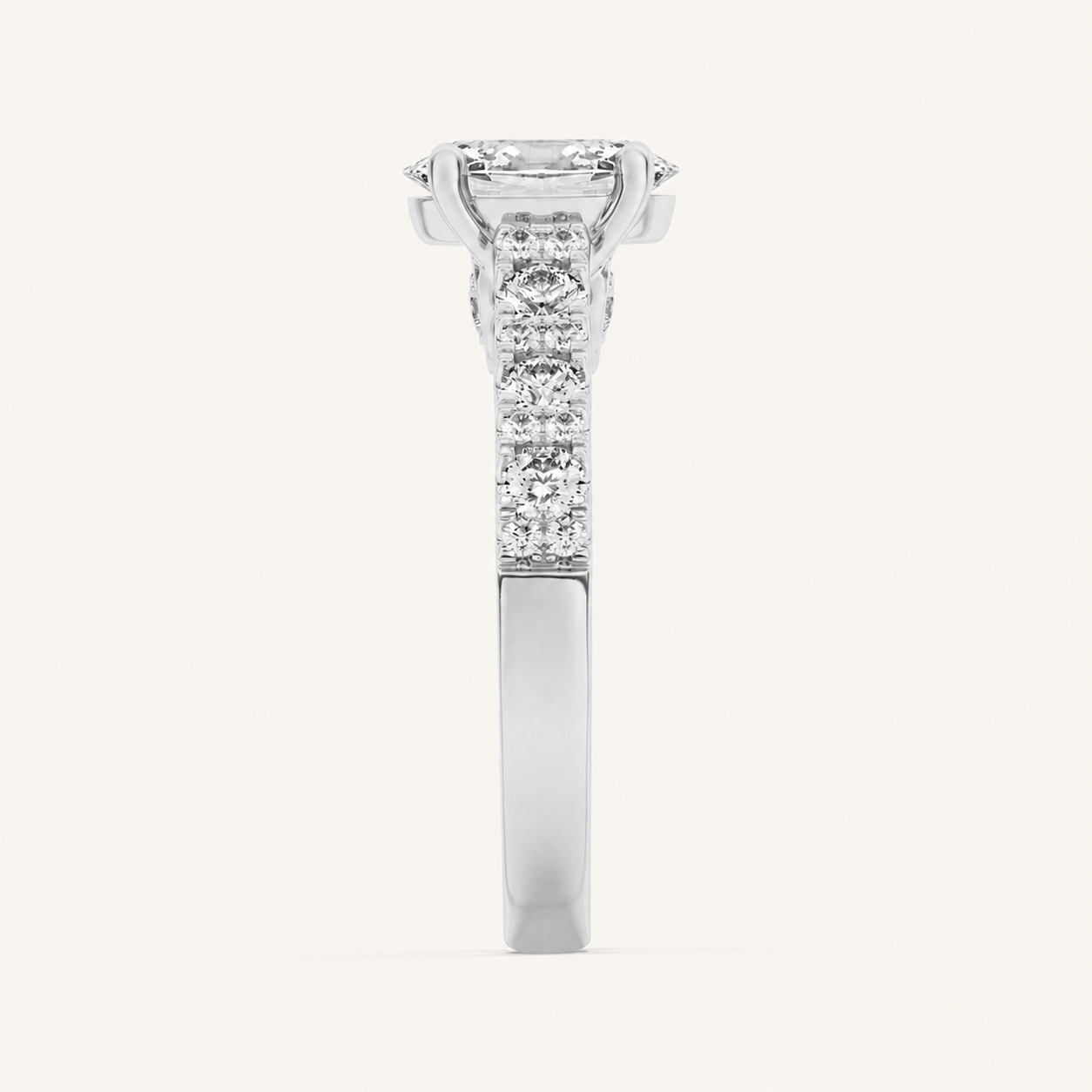 2CT Oval Cut Lab Grown Diamond Accented Milgrain Engagement Ring