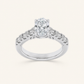 2CT Oval Cut Lab Grown Diamond Accented Milgrain Engagement Ring