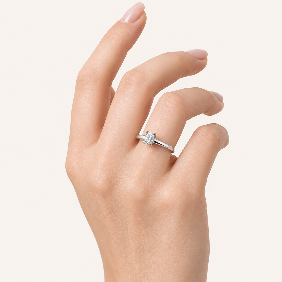0.50CT Emerald Cut Lab Grown Diamond Solitaire Ring