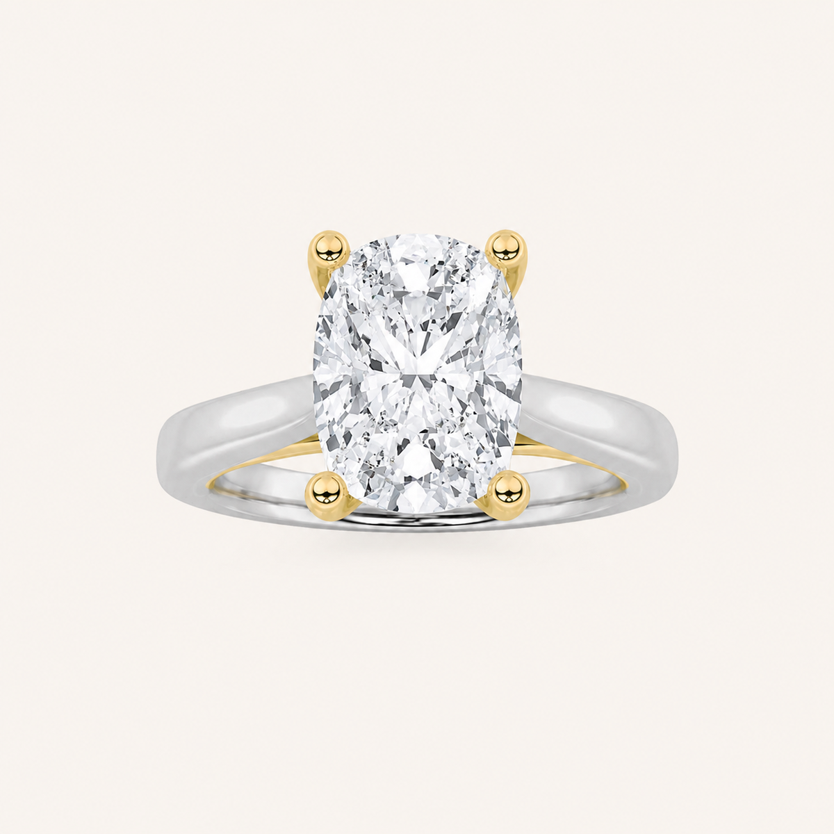 2CT Elongated Cushion Cut Lab Grown Diamond Engagement Ring