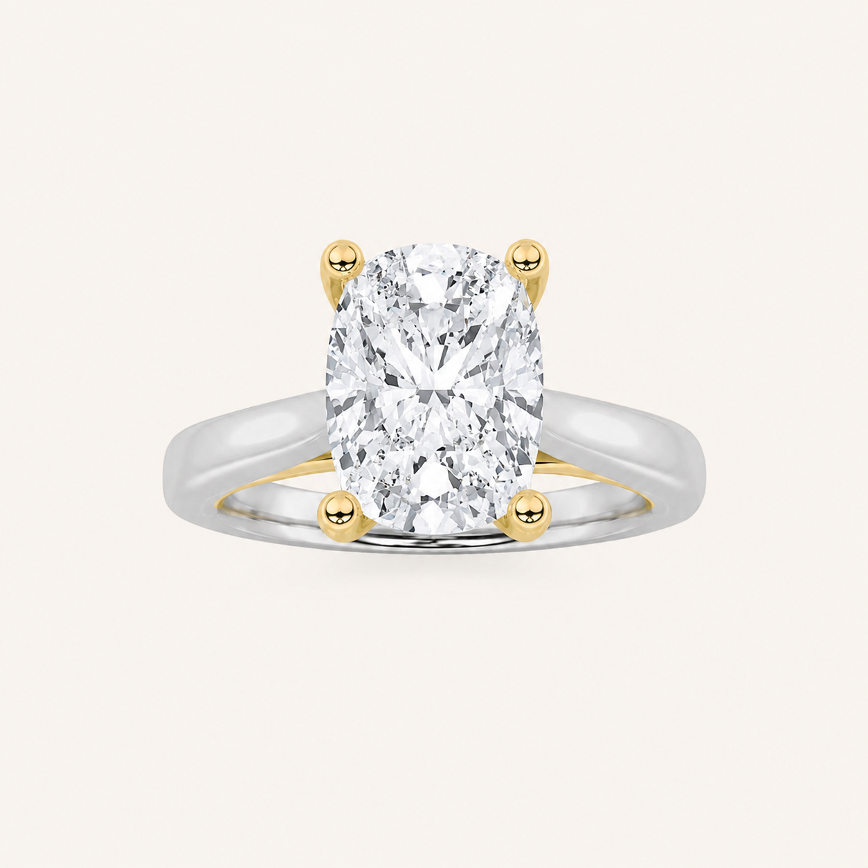 2CT Elongated Cushion Cut Lab Grown Diamond Engagement Ring