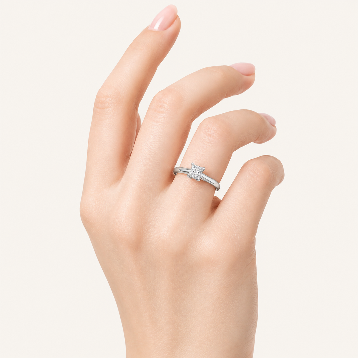 0.50CT Princess Cut Lab Grown Diamond Solitaire Ring