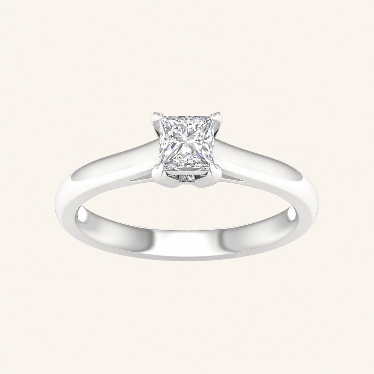 0.50CT Princess Cut Lab Grown Diamond Solitaire Ring