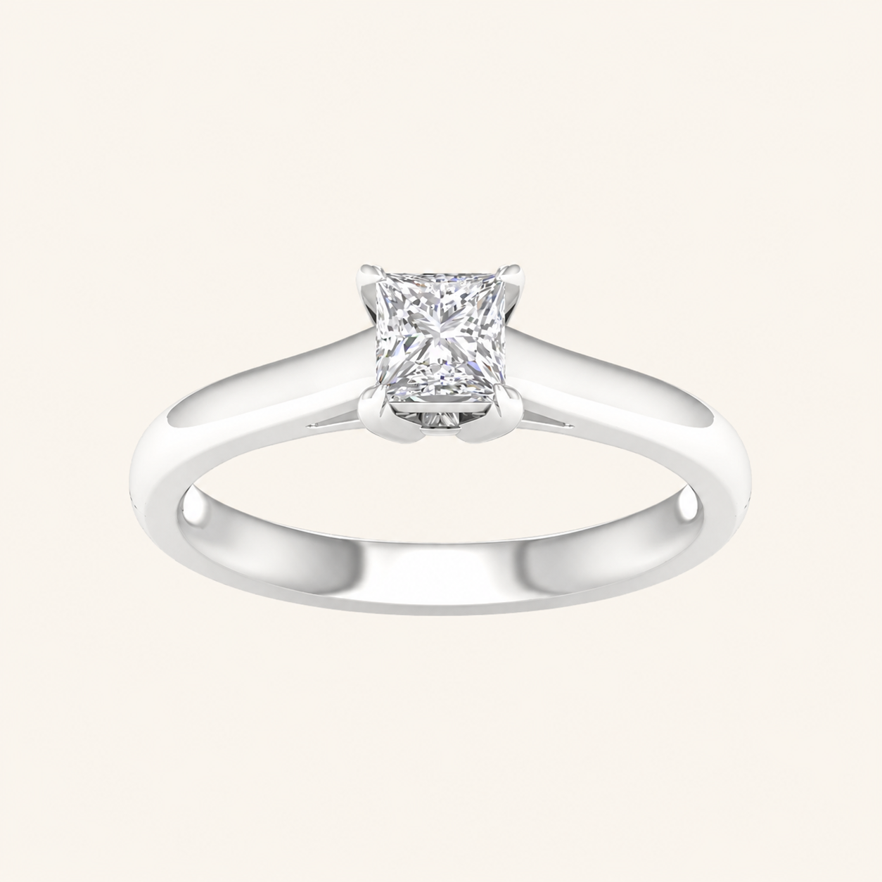0.50CT Princess Cut Lab Grown Diamond Solitaire Ring