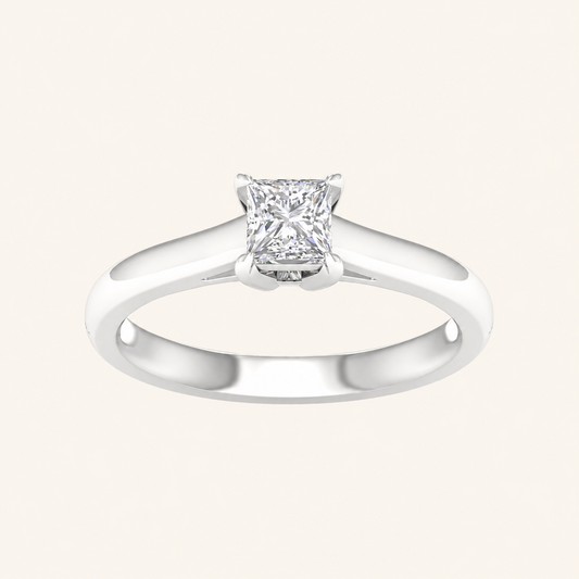 0.50CT Princess Cut Lab Grown Diamond Solitaire Ring