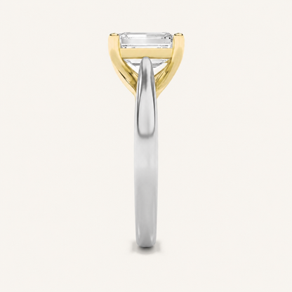 1CT Emerald Cut Lab Grown Diamond Engagement Ring