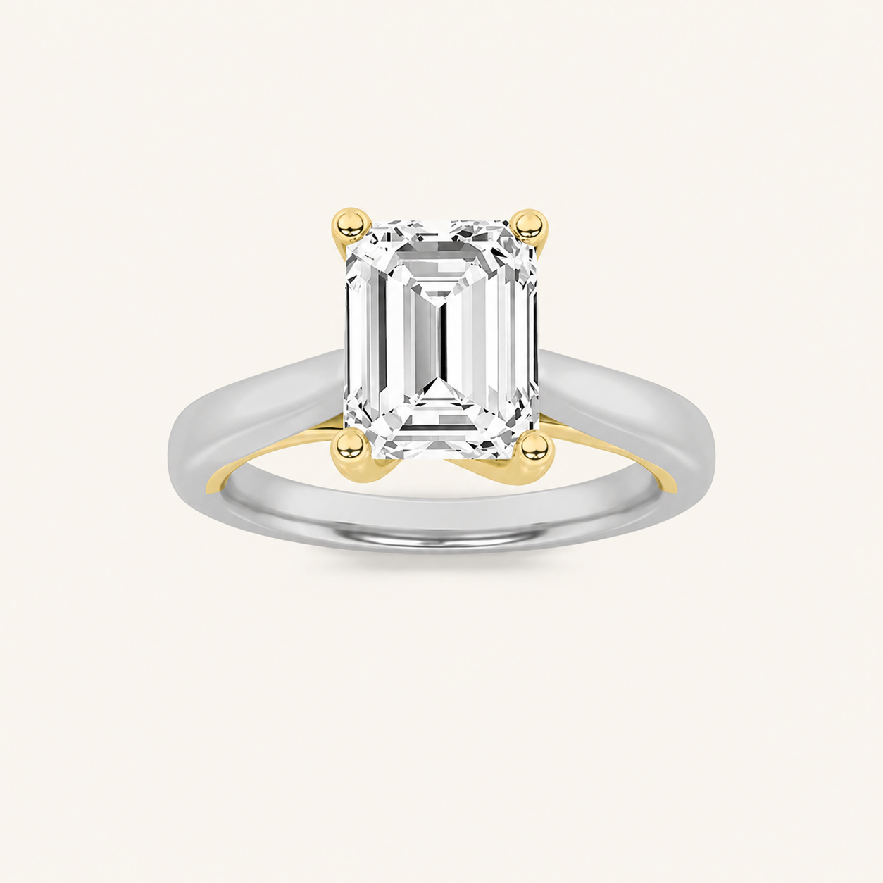 2CT Emerald Cut Lab Grown Diamond Engagement Ring