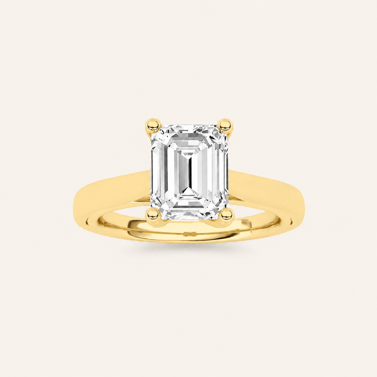 2CT Emerald Cut Lab Grown Diamond Engagement Ring