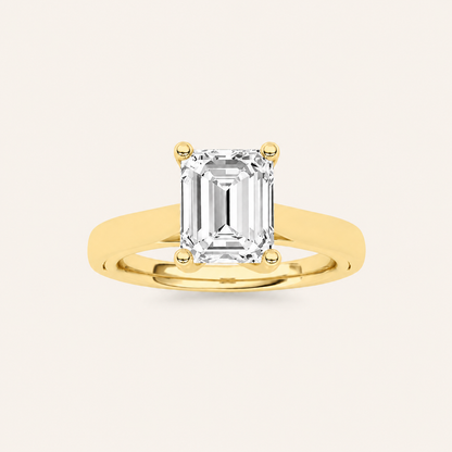2CT Emerald Cut Lab Grown Diamond Engagement Ring