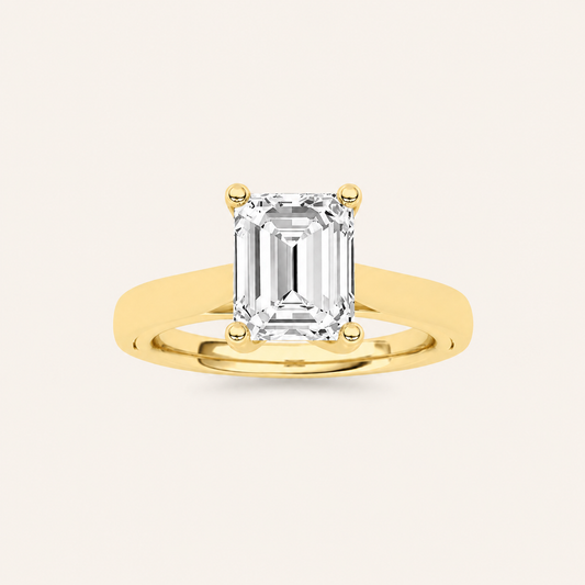 2CT Emerald Cut Lab Grown Diamond Engagement Ring