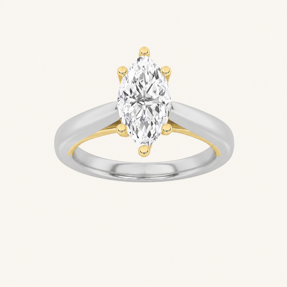 1CT Marquise Cut Lab Grown Diamond Engagement Ring