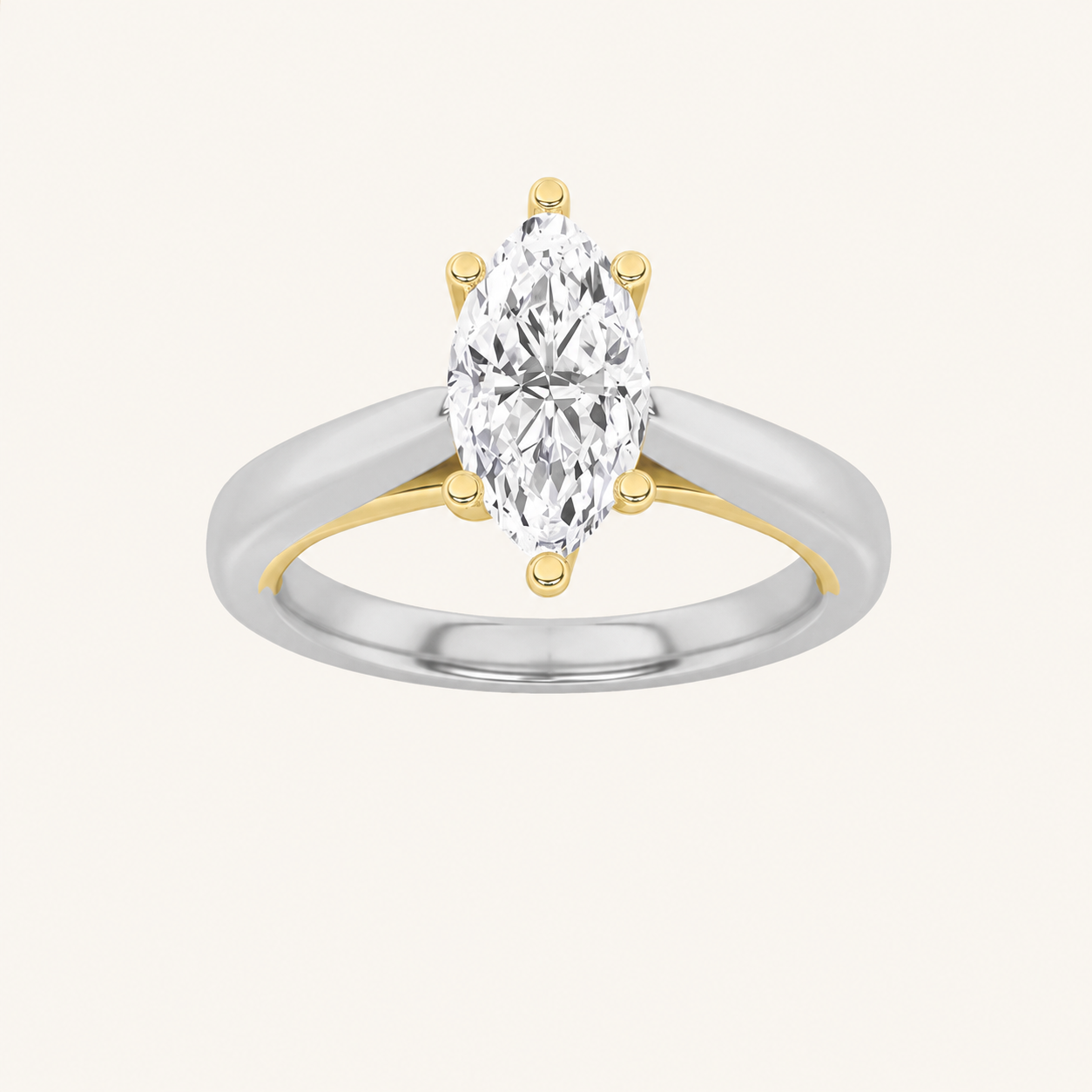 1CT Marquise Cut Lab Grown Diamond Engagement Ring