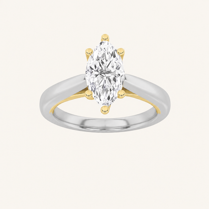 1CT Marquise Cut Lab Grown Diamond Engagement Ring