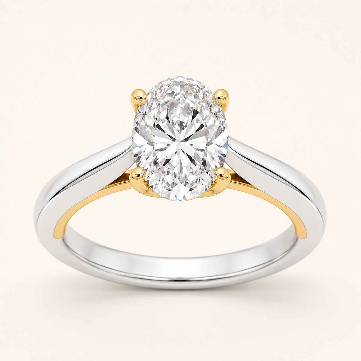 1CT Oval Cut Lab Grown Diamond Engagement Ring
