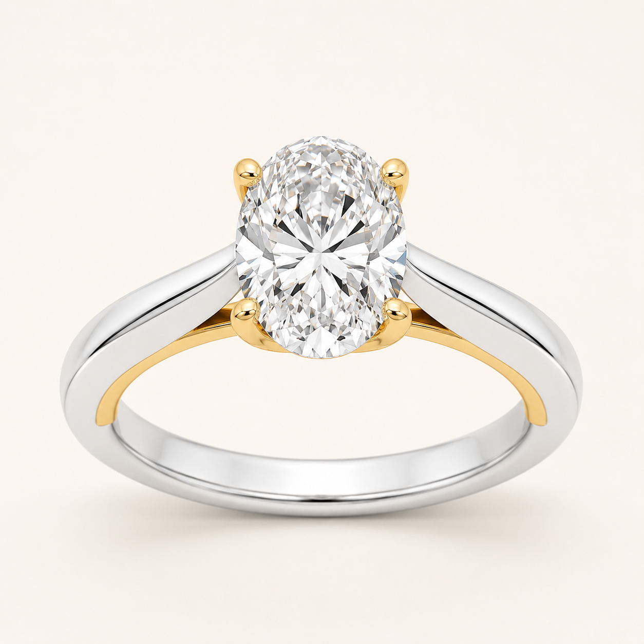 1CT Oval Cut Lab Grown Diamond Engagement Ring
