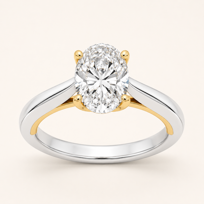 1CT Oval Cut Lab Grown Diamond Engagement Ring