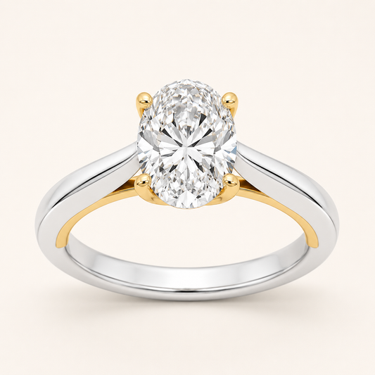 2CT Oval Cut Lab Grown Diamond Engagement Ring