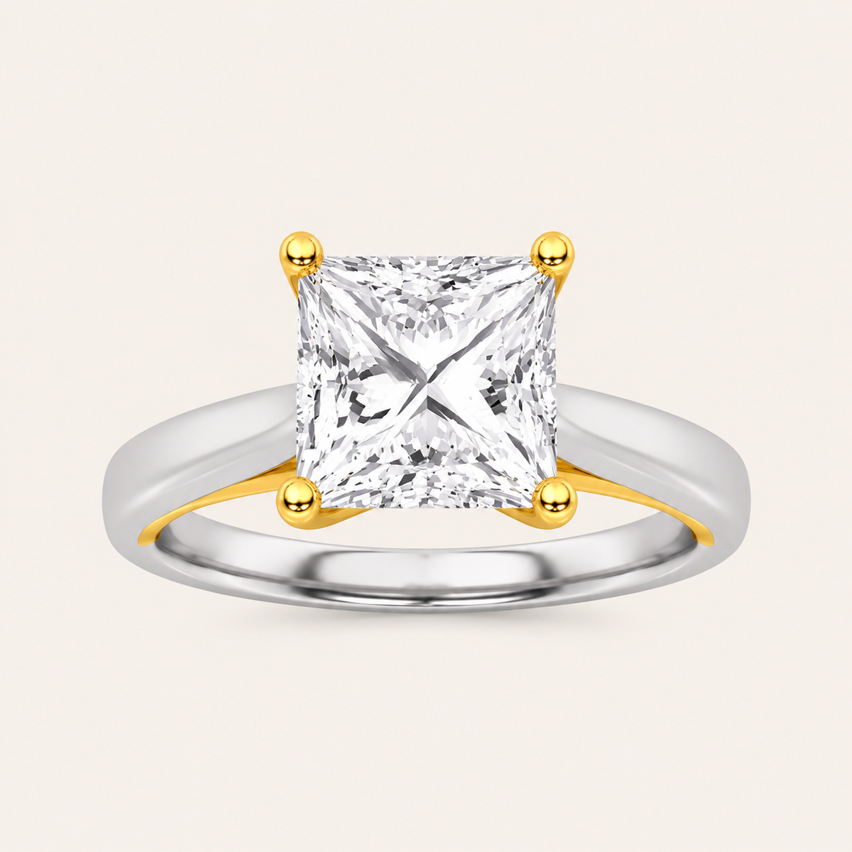 1CT Princess Cut Lab Grown Diamond Engagement Ring