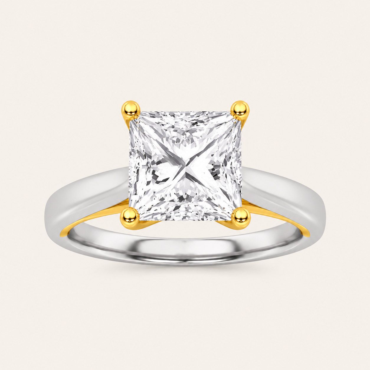 1CT Princess Cut Lab Grown Diamond Engagement Ring