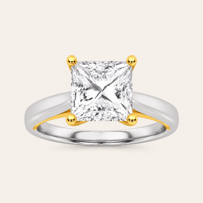 3CT Princess Cut Lab Grown Diamond Engagement Ring