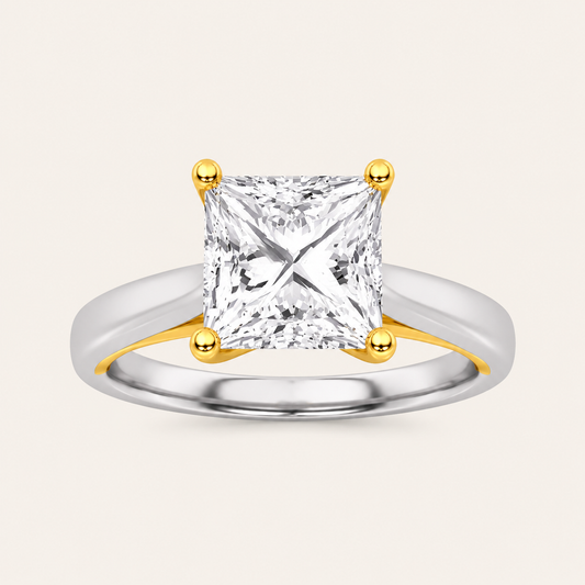 3CT Princess Cut Lab Grown Diamond Engagement Ring