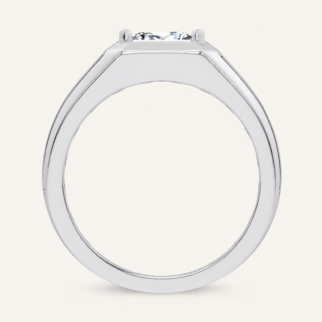 2CT Princess Cut Certified Lab Grown Diamond Solitaire Men's Ring