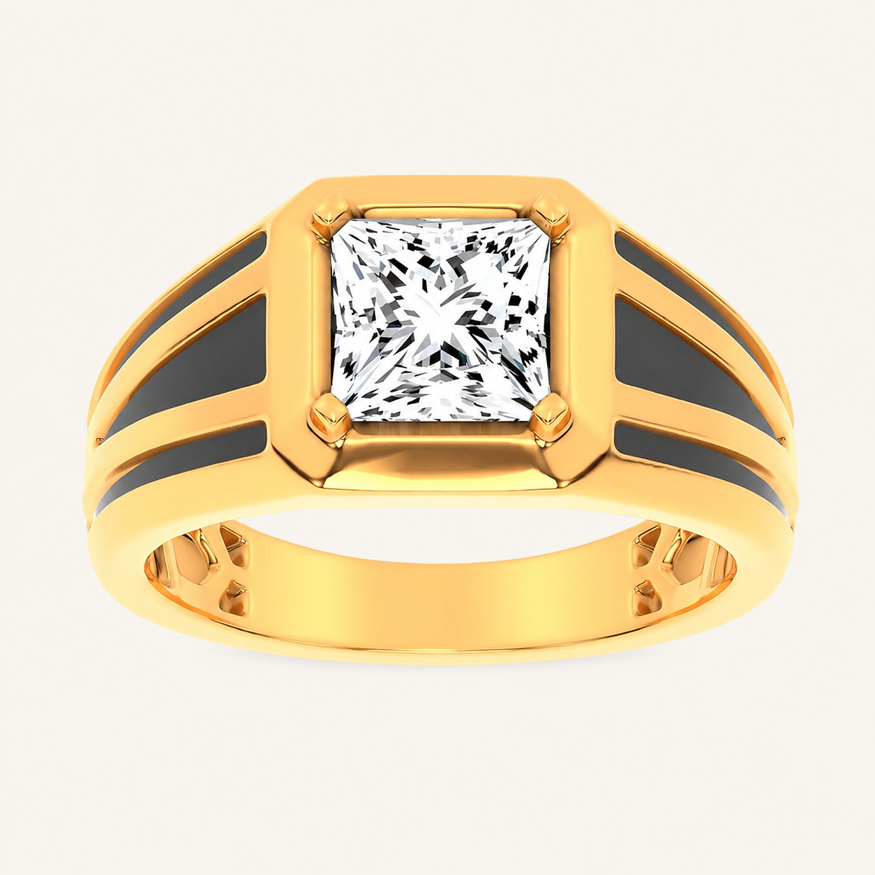 2CT Princess Cut Certified Lab Grown Diamond Solitaire Men's Ring