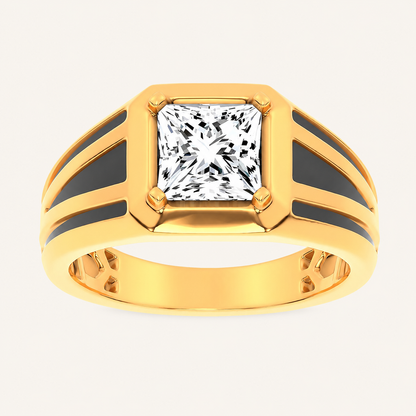 2CT Princess Cut Certified Lab Grown Diamond Solitaire Men's Ring