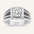 2CT Princess Cut Certified Lab Grown Diamond Solitaire Men's Ring