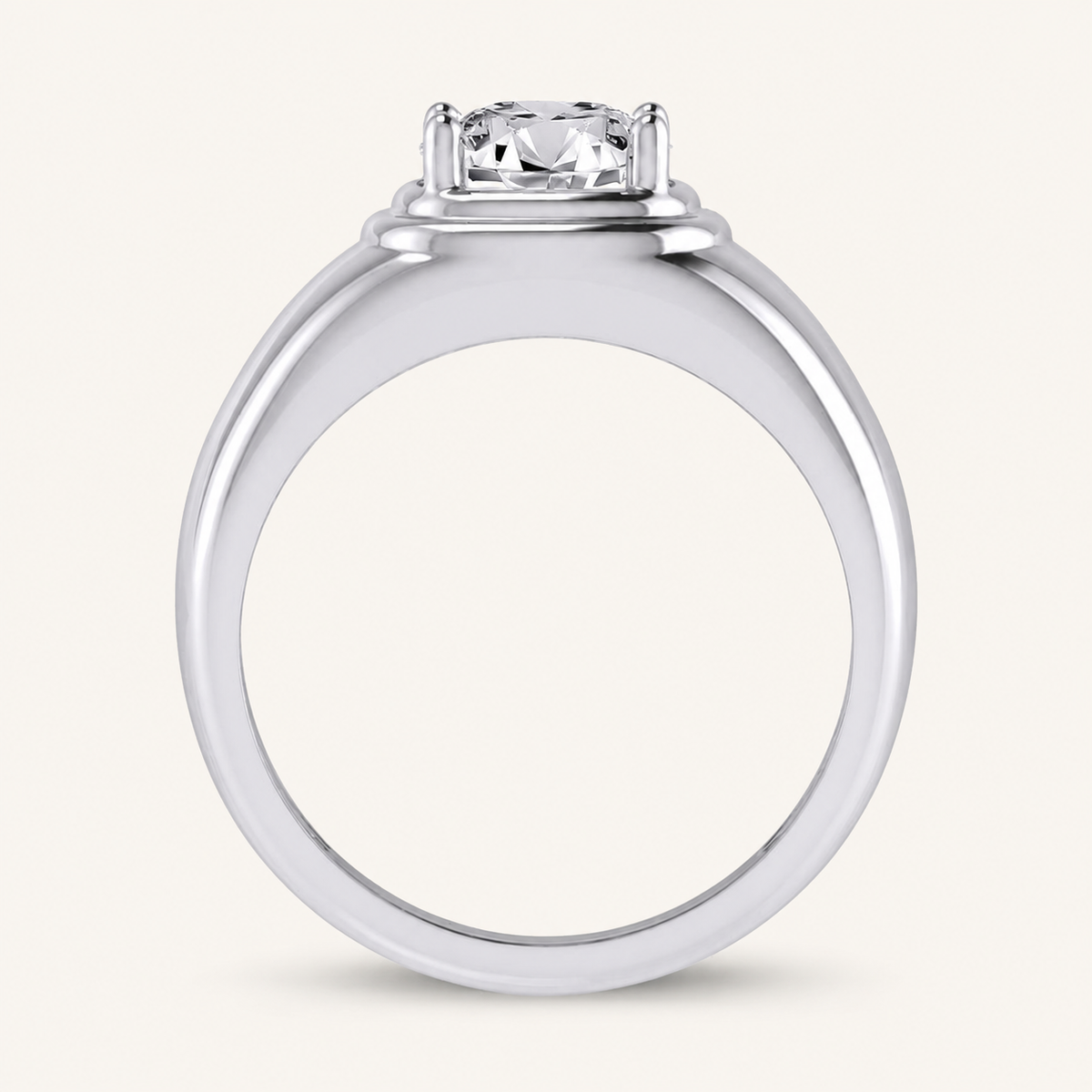 2CT Round Cut Certified Lab Grown Diamond Solitaire Men's Ring