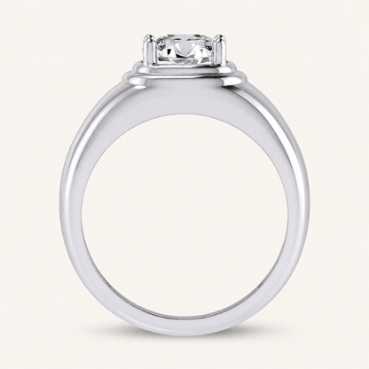 2CT Round Cut Certified Lab Grown Diamond Solitaire Men's Ring