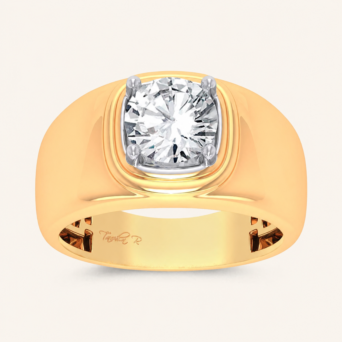 2CT Round Cut Certified Lab Grown Diamond Solitaire Men's Ring