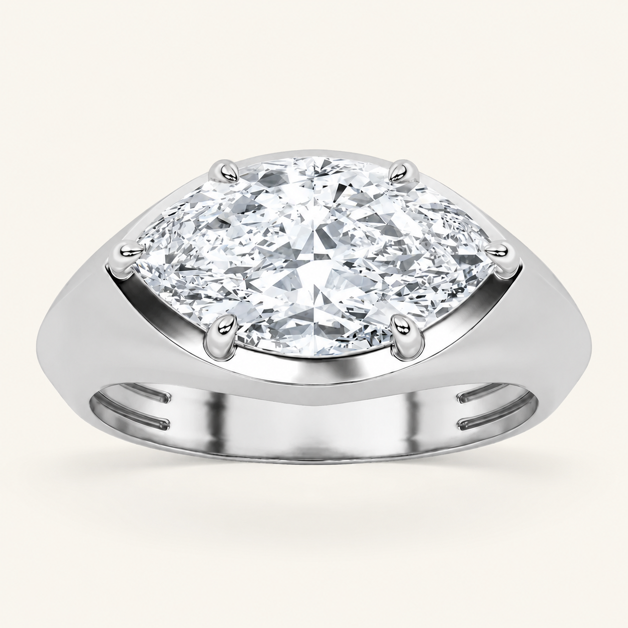 2CT Marquise Cut Lab Grown Diamond East West Solitaire Ring