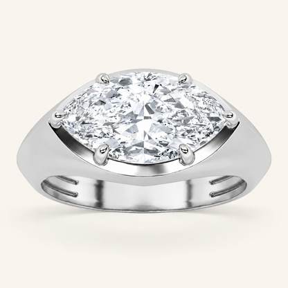 2CT Marquise Cut Lab Grown Diamond East West Solitaire Ring