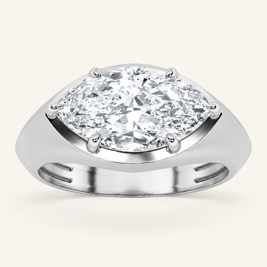2CT Marquise Cut Lab Grown Diamond East West Solitaire Ring