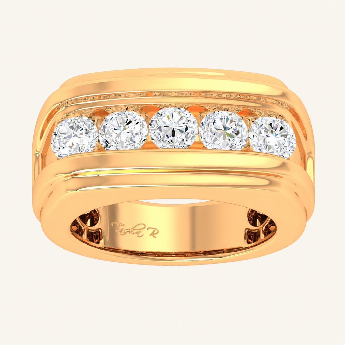 2CT Round Cut Certified Lab Grown Diamond Men's Band