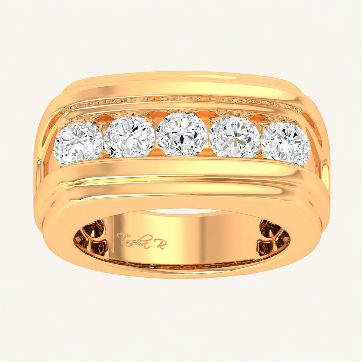 2CT Round Cut Certified Lab Grown Diamond Men's Band
