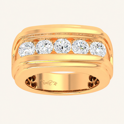 2CT Round Cut Certified Lab Grown Diamond Men's Band