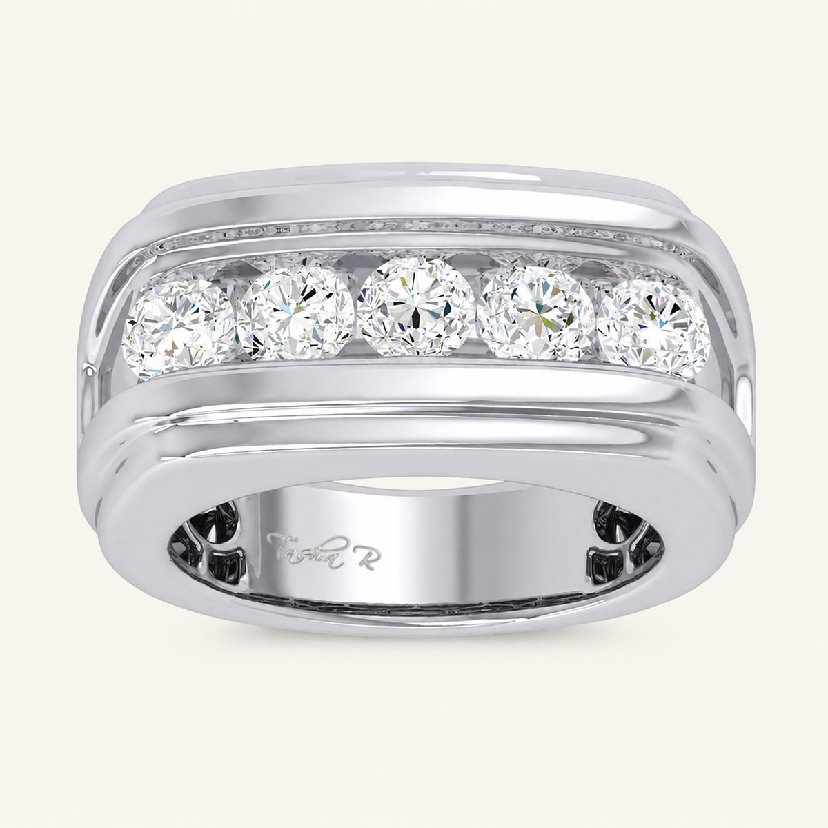 2CT Round Cut Certified Lab Grown Diamond Men's Band