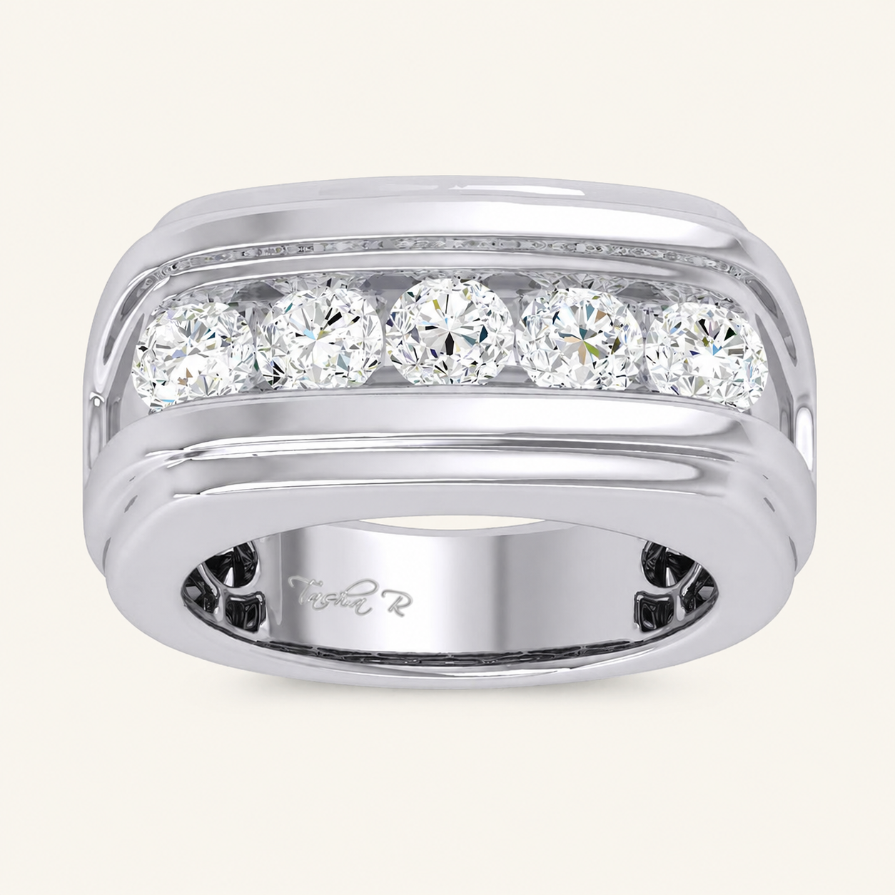 2CT Round Cut Certified Lab Grown Diamond Men's Band