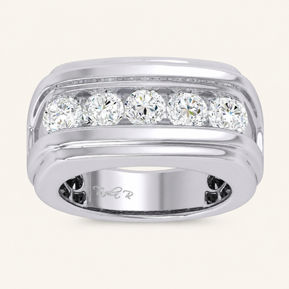 2CT Round Cut Certified Lab Grown Diamond Men's Band