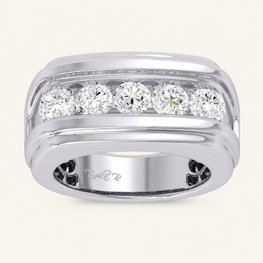 2CT Round Cut Certified Lab Grown Diamond Men's Band