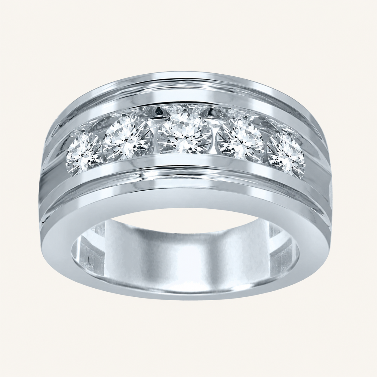 2CT Round Cut Certified Lab Grown Diamond Men's Band